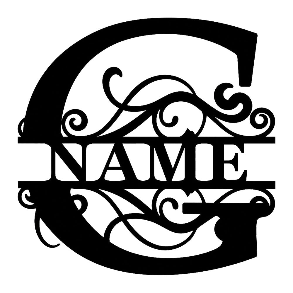 Personalized Initial Name Monogram metal wall sign displayed on the wall