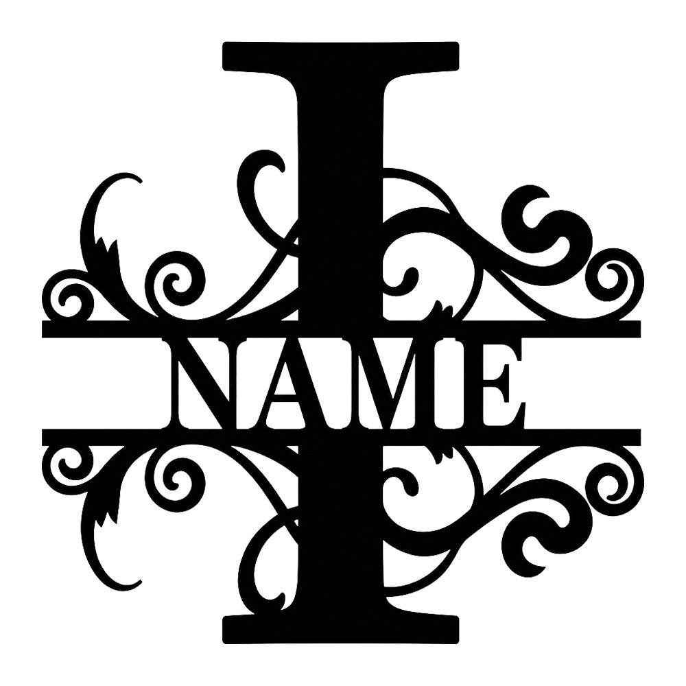 Personalized Initial Name Monogram metal wall sign displayed on the wall