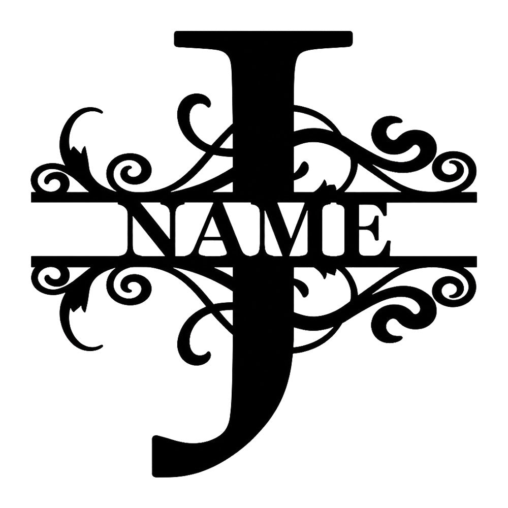 Personalized Initial Name Monogram metal wall sign displayed on the wall