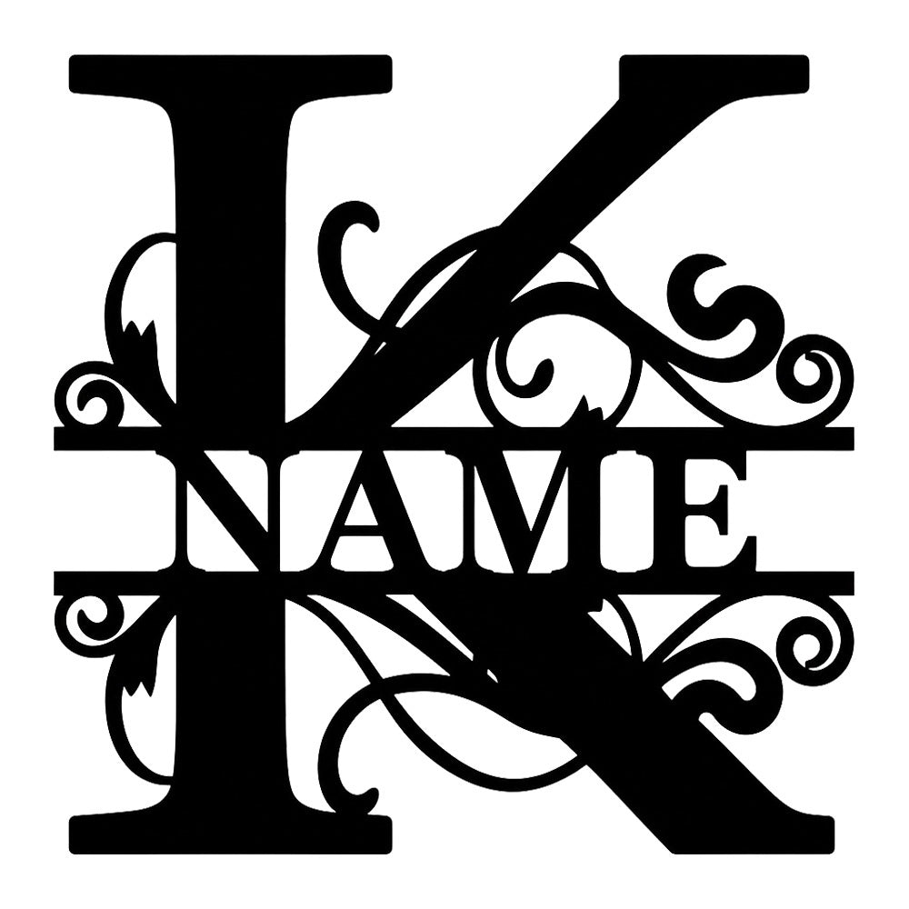 Personalized Initial Name Monogram metal wall sign displayed on the wall