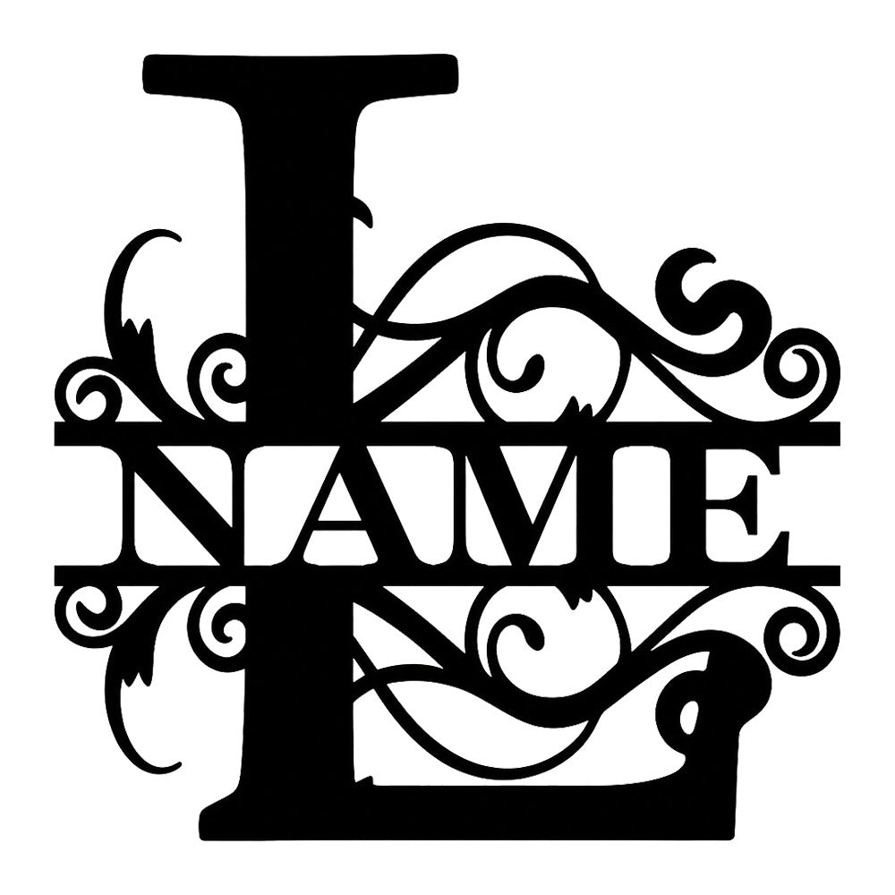 Personalized Initial Name Monogram metal wall sign displayed on the wall