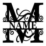 Personalized Initial Name Monogram metal wall sign displayed on the wall
