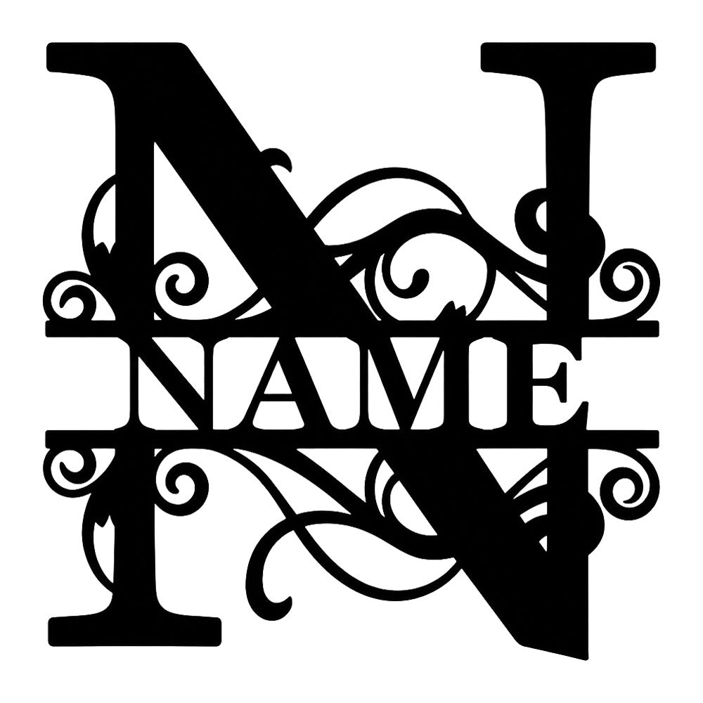 Personalized Initial Name Monogram metal wall sign displayed on the wall