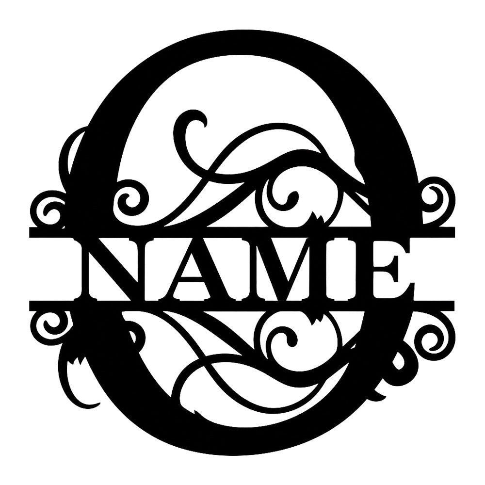 Personalized Initial Name Monogram metal wall sign displayed on the wall