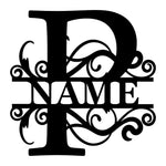 Personalized Initial Name Monogram metal wall sign displayed on the wall