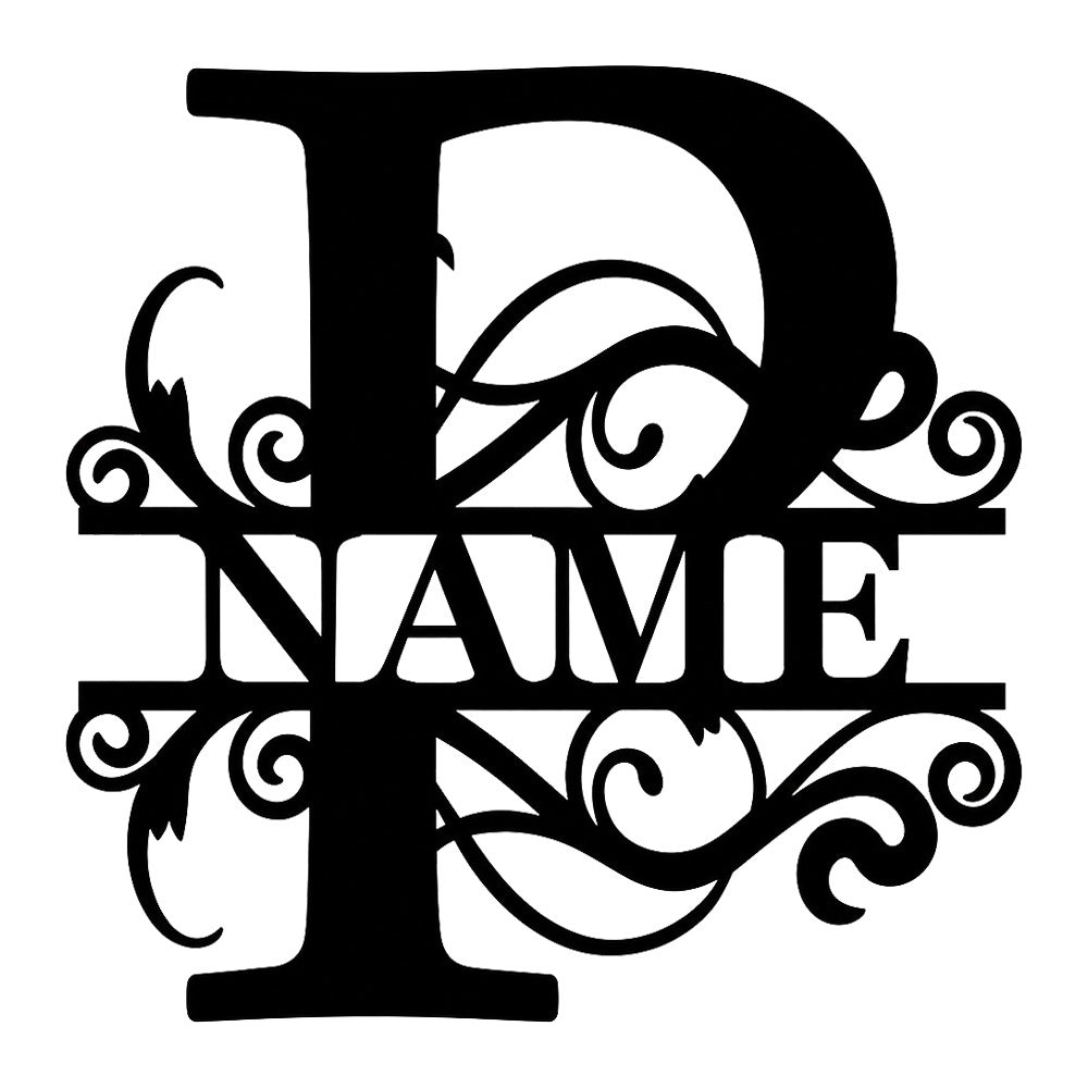 Personalized Initial Name Monogram metal wall sign displayed on the wall