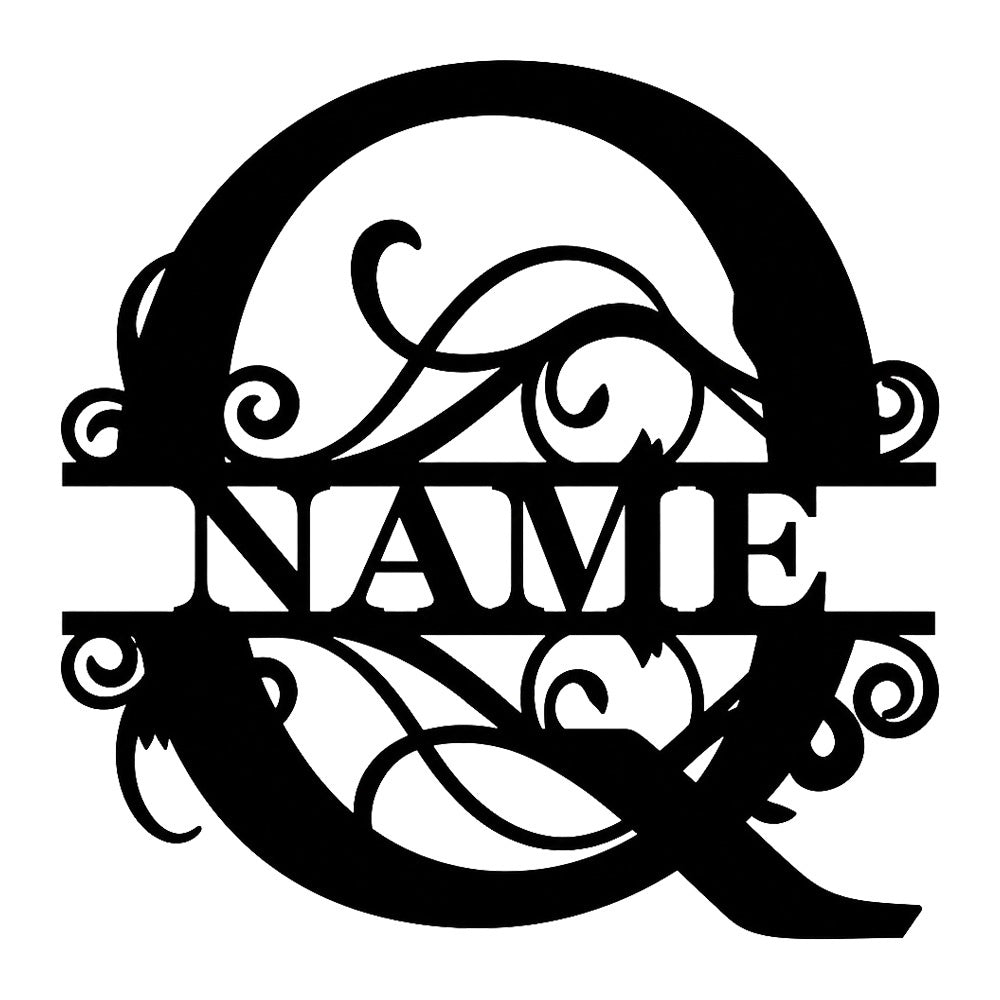 Personalized Initial Name Monogram metal wall sign displayed on the wall