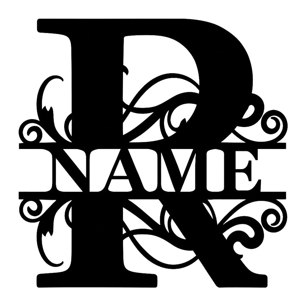 Personalized Initial Name Monogram metal wall sign displayed on the wall