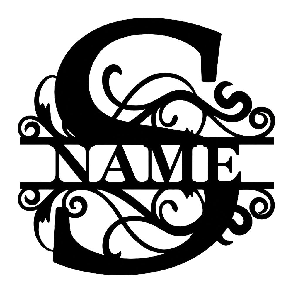 Personalized Initial Name Monogram metal wall sign displayed on the wall