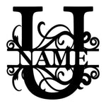 Personalized Initial Name Monogram metal wall sign displayed on the wall