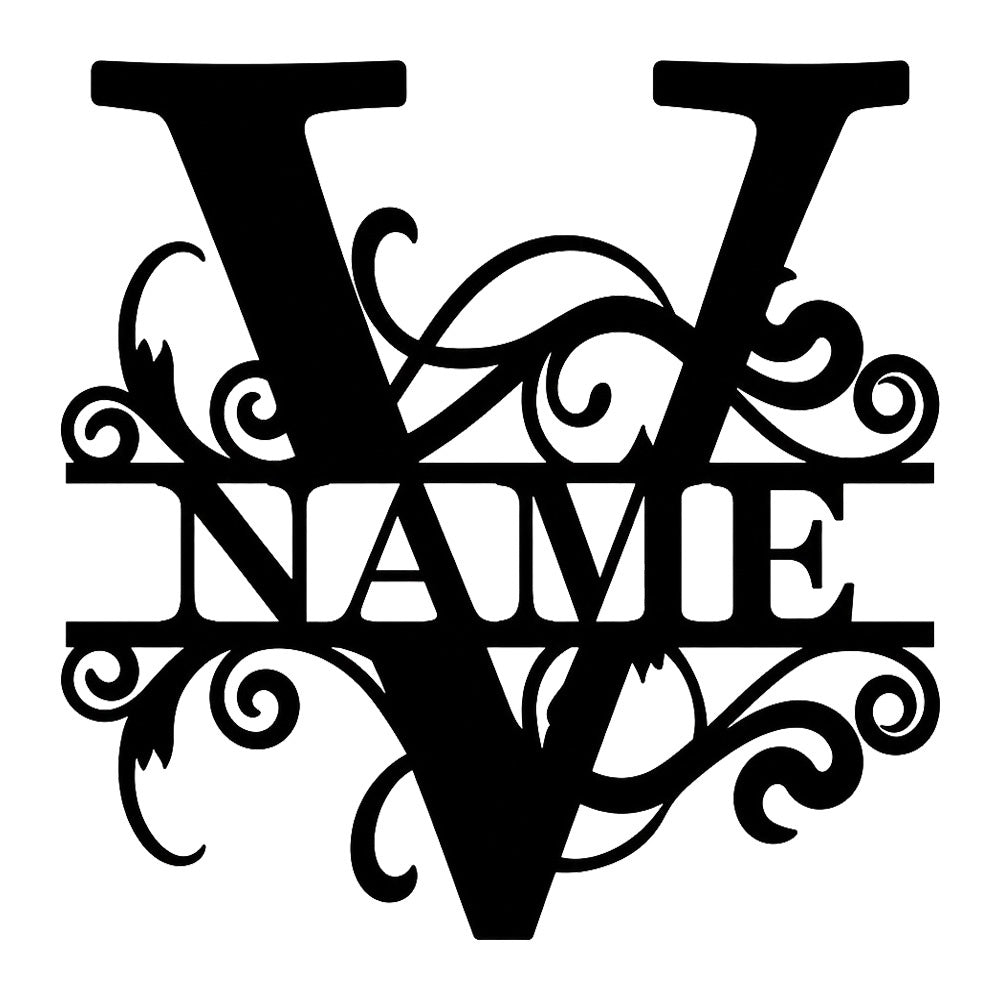 Personalized Initial Name Monogram metal wall sign displayed on the wall