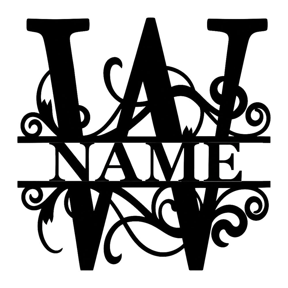 Personalized Initial Name Monogram metal wall sign displayed on the wall