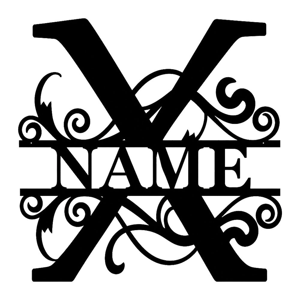 Personalized Initial Name Monogram metal wall sign displayed on the wall