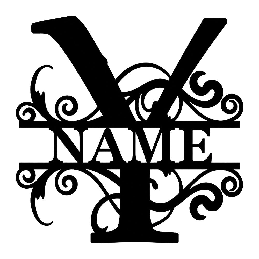 Personalized Initial Name Monogram metal wall sign displayed on the wall