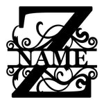 Personalized Initial Name Monogram metal wall sign displayed on the wall