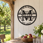 Personalized Initial Name Monogram metal wall sign displayed on the wall