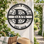Personalized Initial Name Monogram metal wall sign displayed on the wall