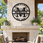 Personalized Initial Name Monogram metal wall sign displayed on the wall