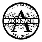 Personalized Initial Name Monogram metal wall sign displayed on the wall