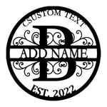 Personalized Initial Name Monogram metal wall sign displayed on the wall