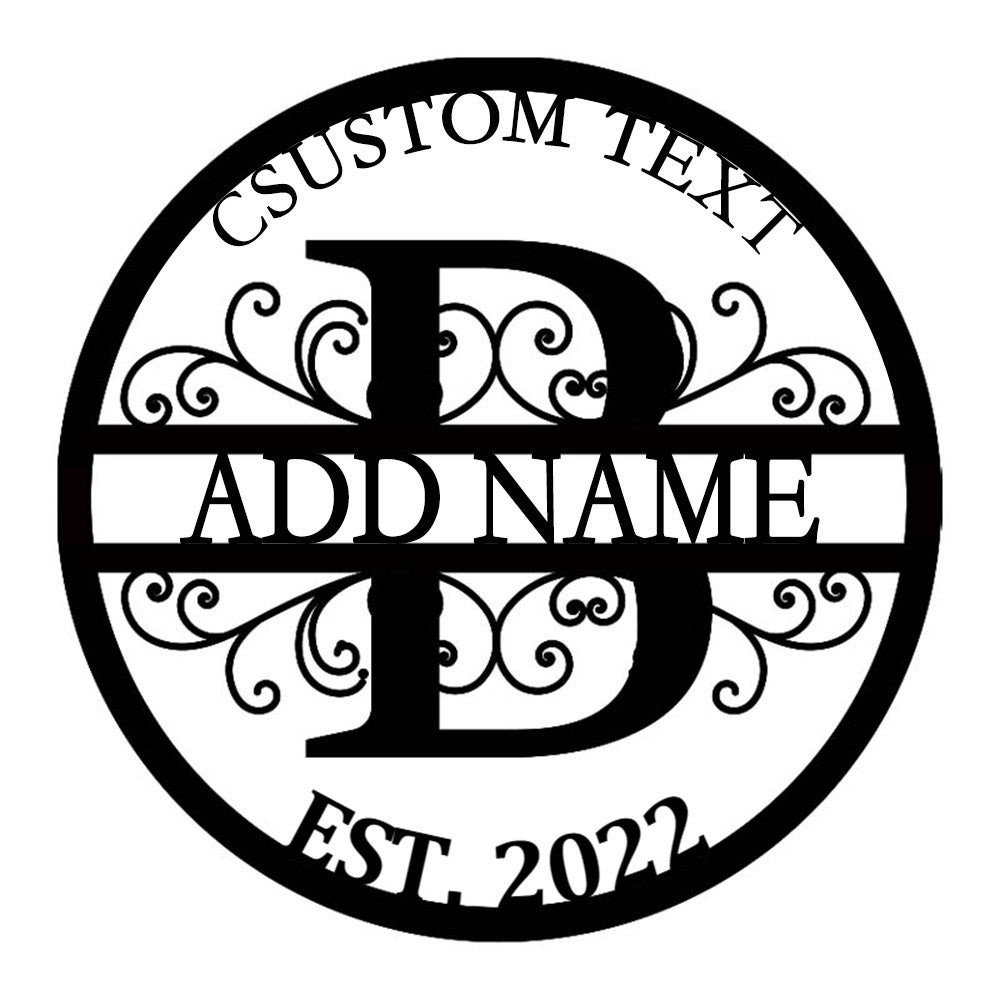 Personalized Initial Name Monogram metal wall sign displayed on the wall