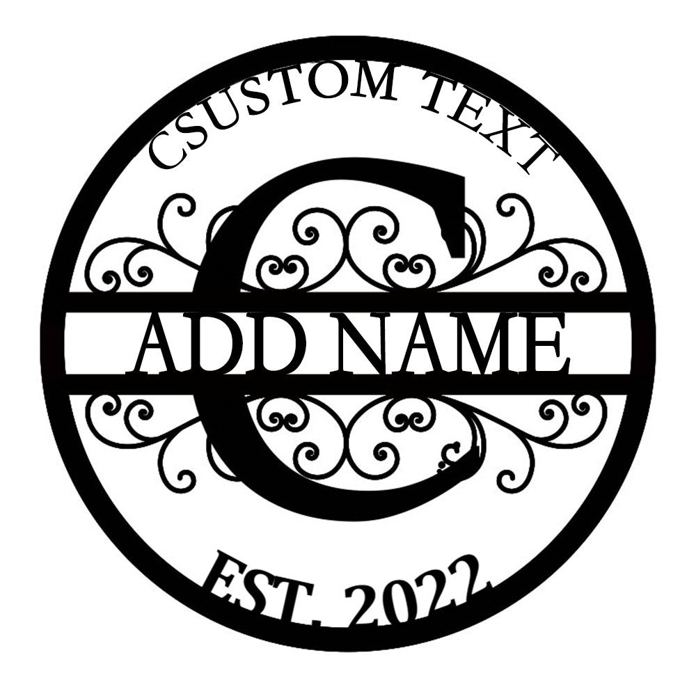 Personalized Initial Name Monogram metal wall sign displayed on the wall