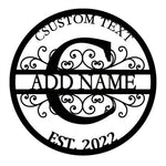 Personalized Initial Name Monogram metal wall sign displayed on the wall