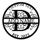 Personalized Initial Name Monogram metal wall sign displayed on the wall