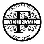 Personalized Initial Name Monogram metal wall sign displayed on the wall