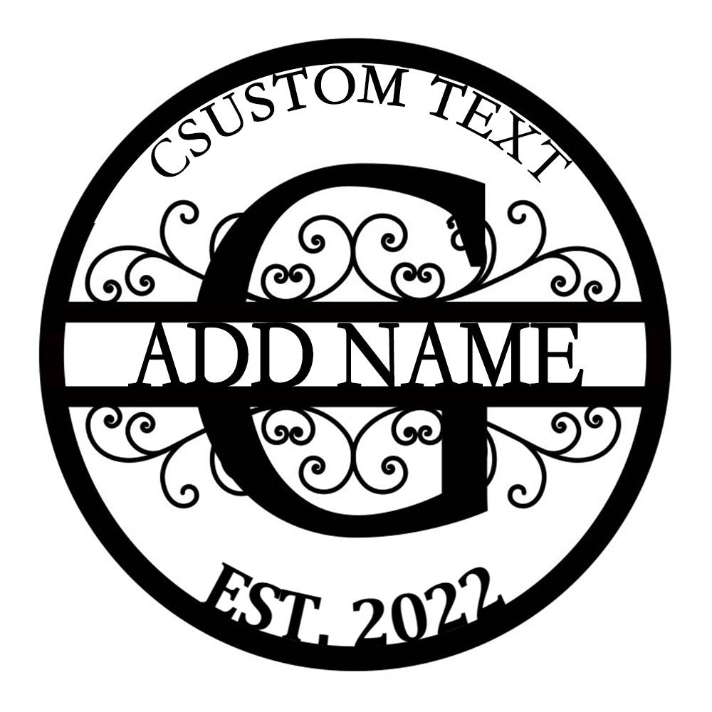 Personalized Initial Name Monogram metal wall sign displayed on the wall