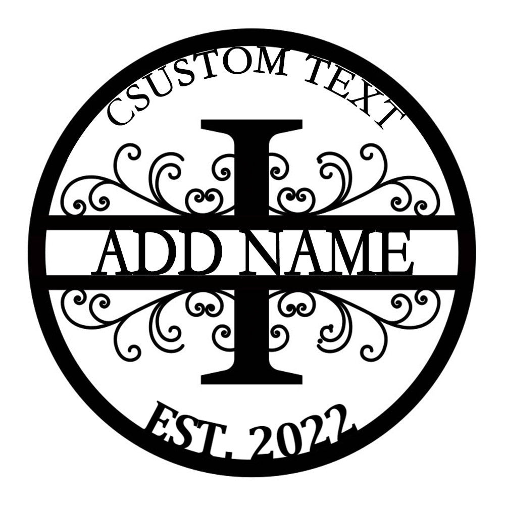 Personalized Initial Name Monogram metal wall sign displayed on the wall
