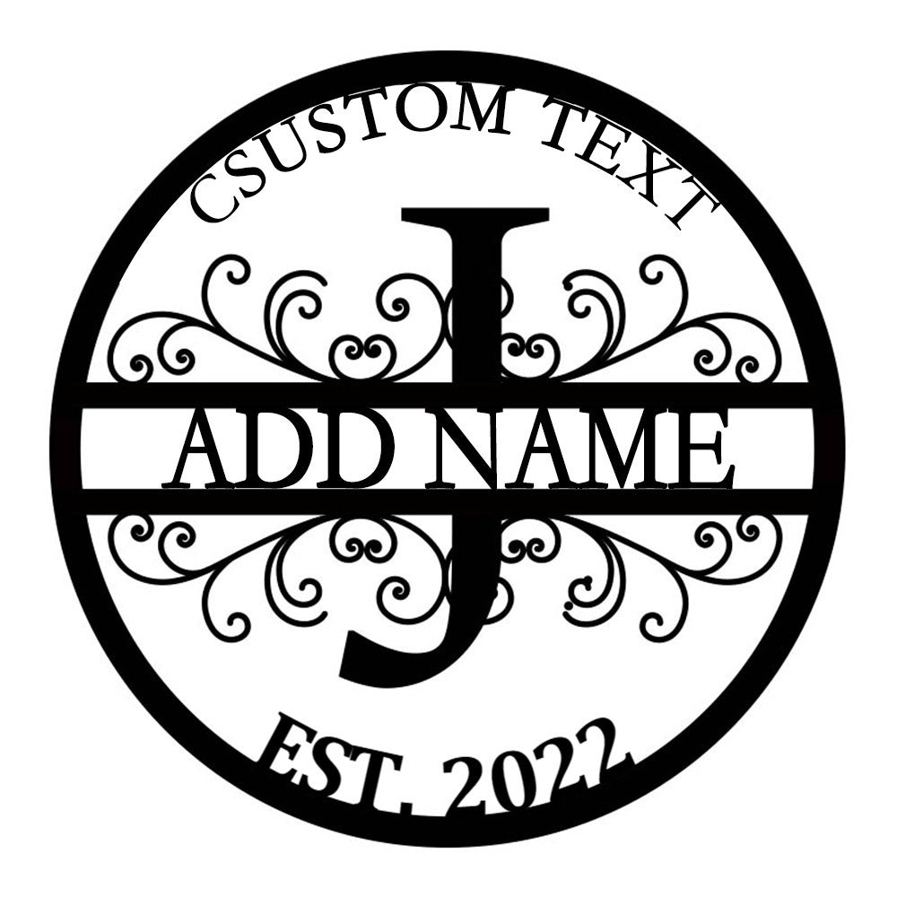 Personalized Initial Name Monogram metal wall sign displayed on the wall