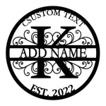 Personalized Initial Name Monogram metal wall sign displayed on the wall