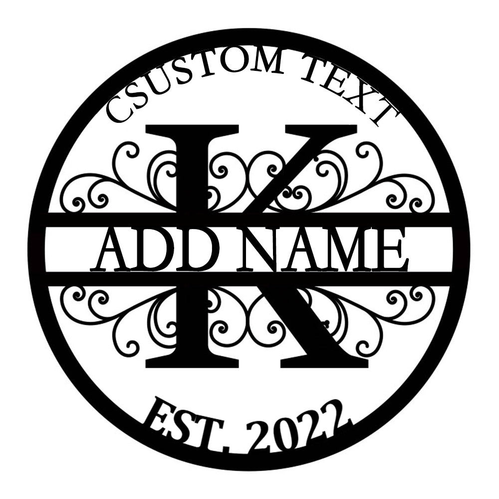 Personalized Initial Name Monogram metal wall sign displayed on the wall