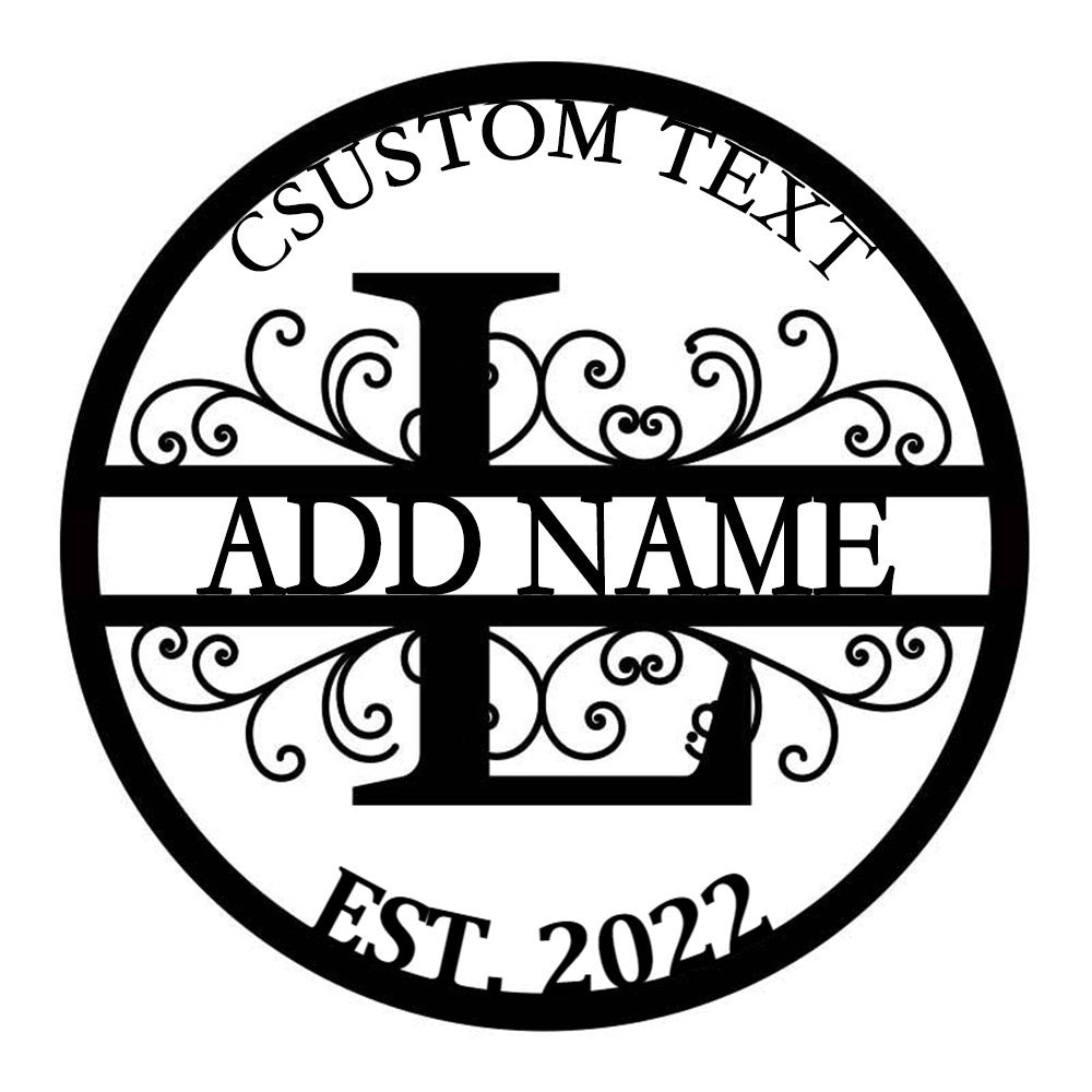 Personalized Initial Name Monogram metal wall sign displayed on the wall