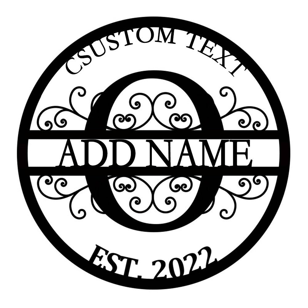 Personalized Initial Name Monogram metal wall sign displayed on the wall