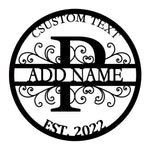 Personalized Initial Name Monogram metal wall sign displayed on the wall