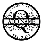 Personalized Initial Name Monogram metal wall sign displayed on the wall