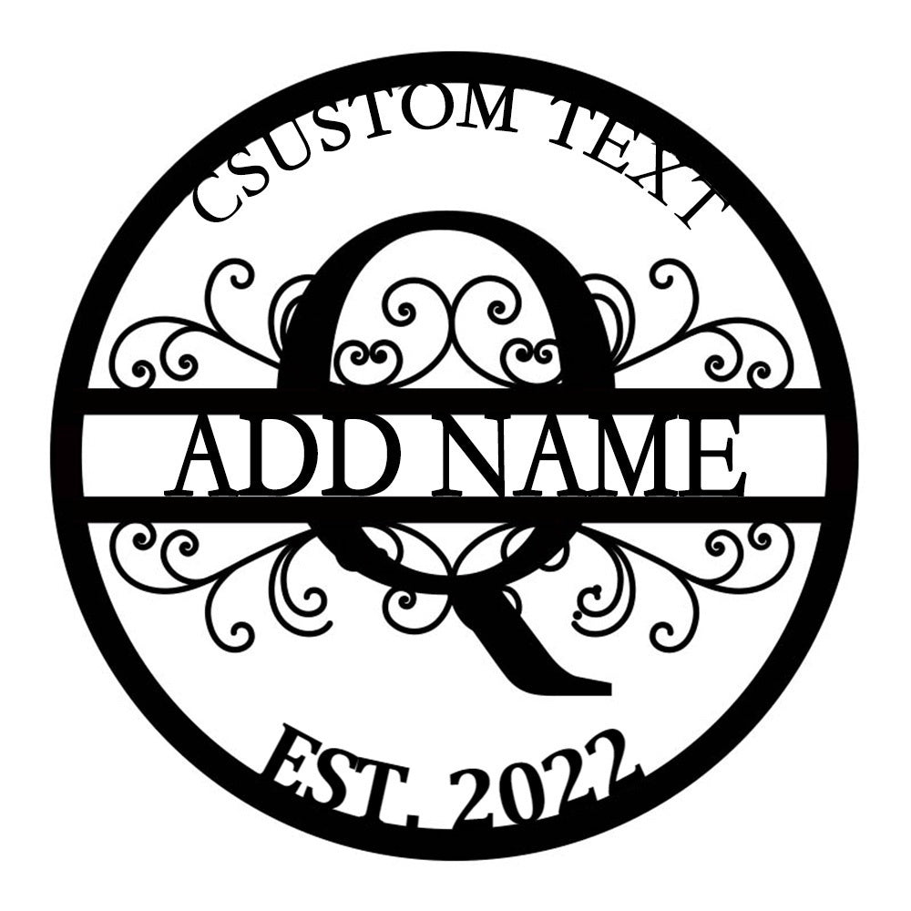 Personalized Initial Name Monogram metal wall sign displayed on the wall