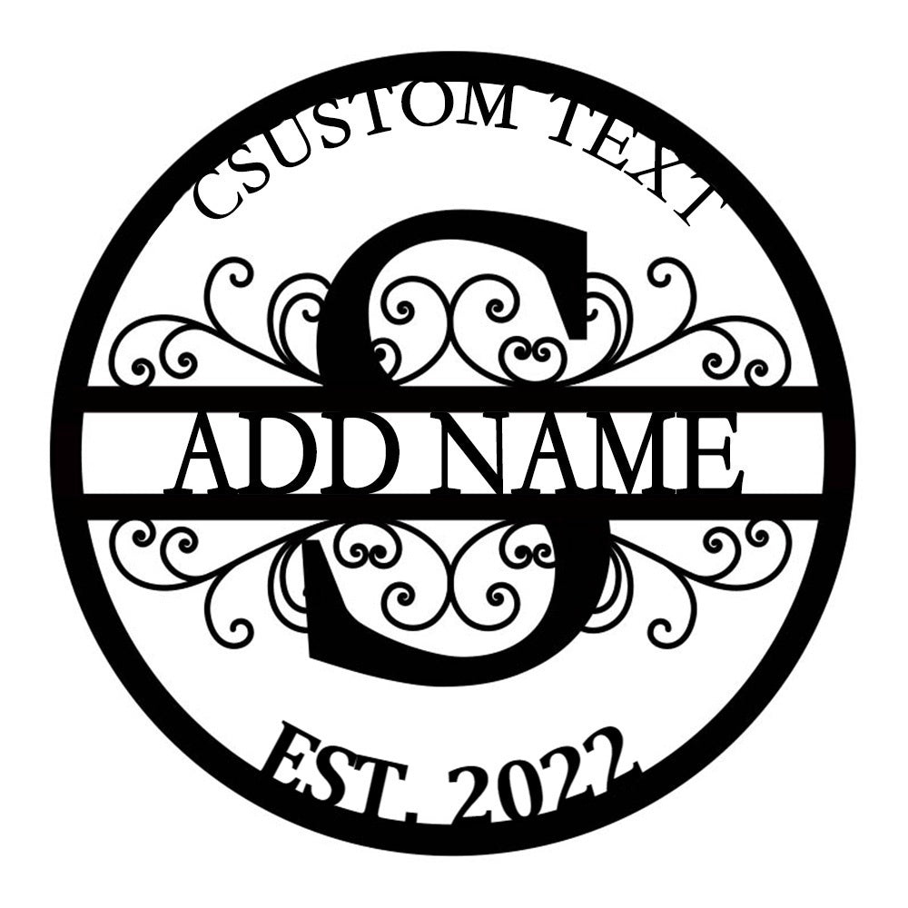 Personalized Initial Name Monogram metal wall sign displayed on the wall