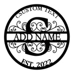Personalized Initial Name Monogram metal wall sign displayed on the wall