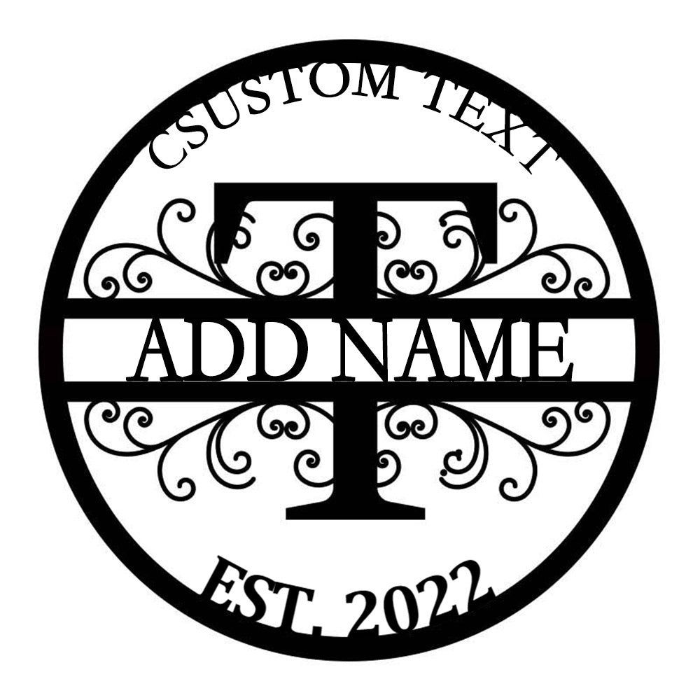 Personalized Initial Name Monogram metal wall sign displayed on the wall