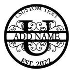 Personalized Initial Name Monogram metal wall sign displayed on the wall
