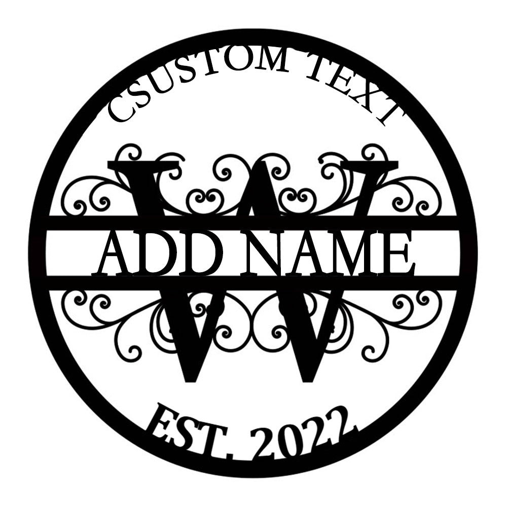 Personalized Initial Name Monogram metal wall sign displayed on the wall