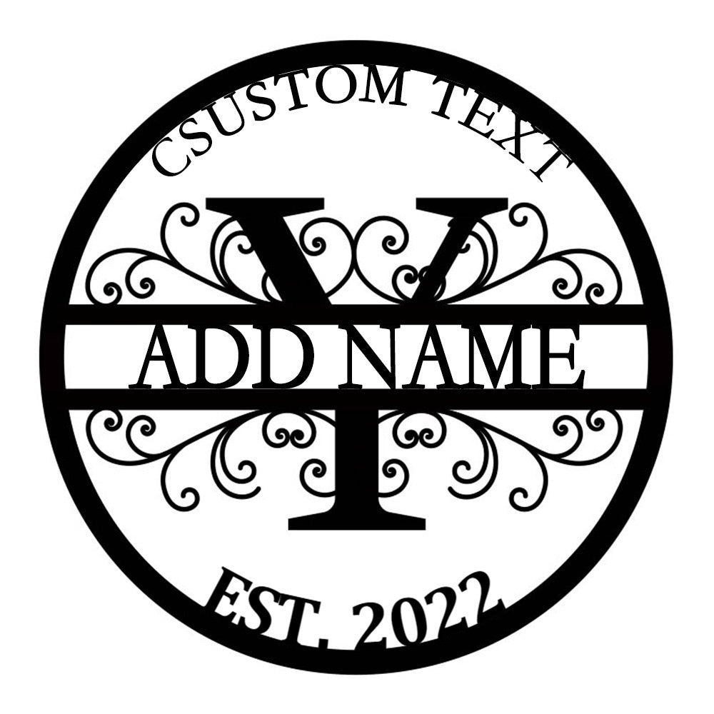 Personalized Initial Name Monogram metal wall sign displayed on the wall