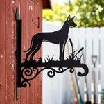 Pharaoh hound metal hanging basket bracket mounted on outdoor wall for plant decoration