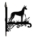 Pharaoh hound metal hanging basket bracket mounted on outdoor wall for plant decoration