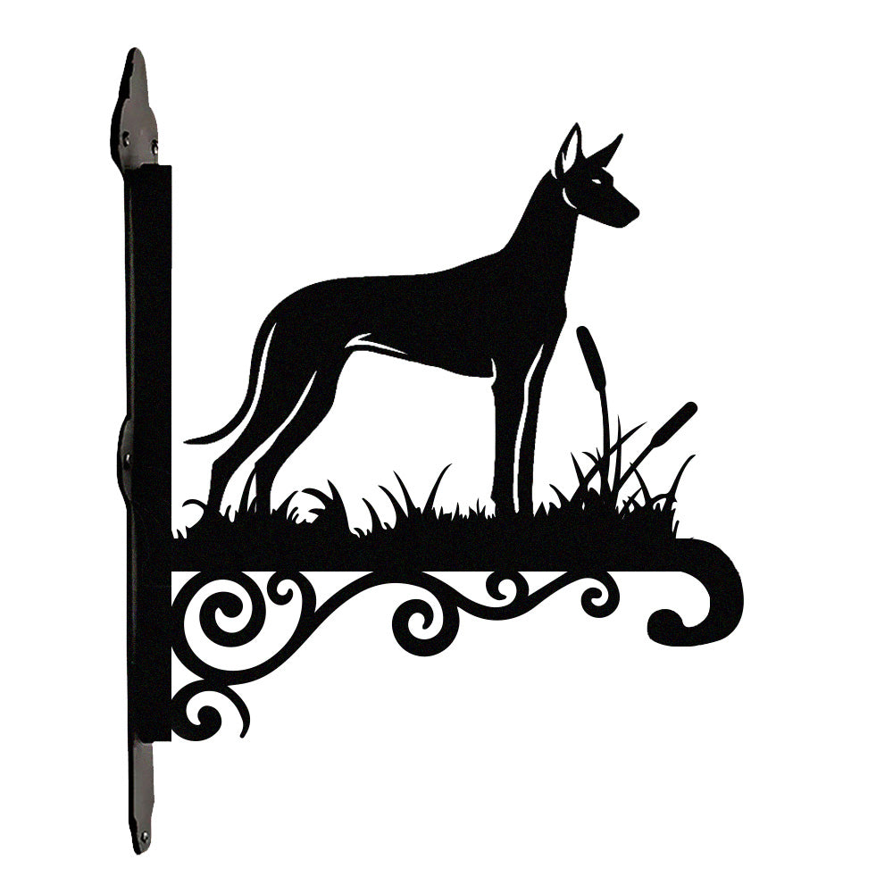 Pharaoh hound metal hanging basket bracket mounted on outdoor wall for plant decoration
