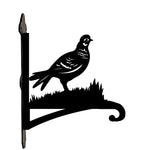 Pheasant bird metal hanging basket bracket mounted on outdoor wall for plant decoration