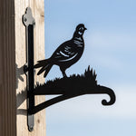 Pheasant bird metal hanging basket bracket mounted on outdoor wall for plant decoration